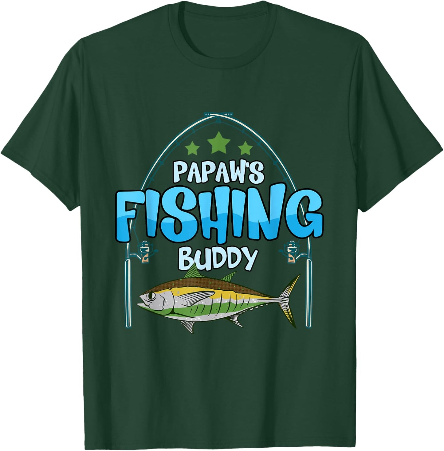 Fishing Papaw's Fishing Buddy Fish Fisherman Boys T-Shirt - T-Shirt | Forest