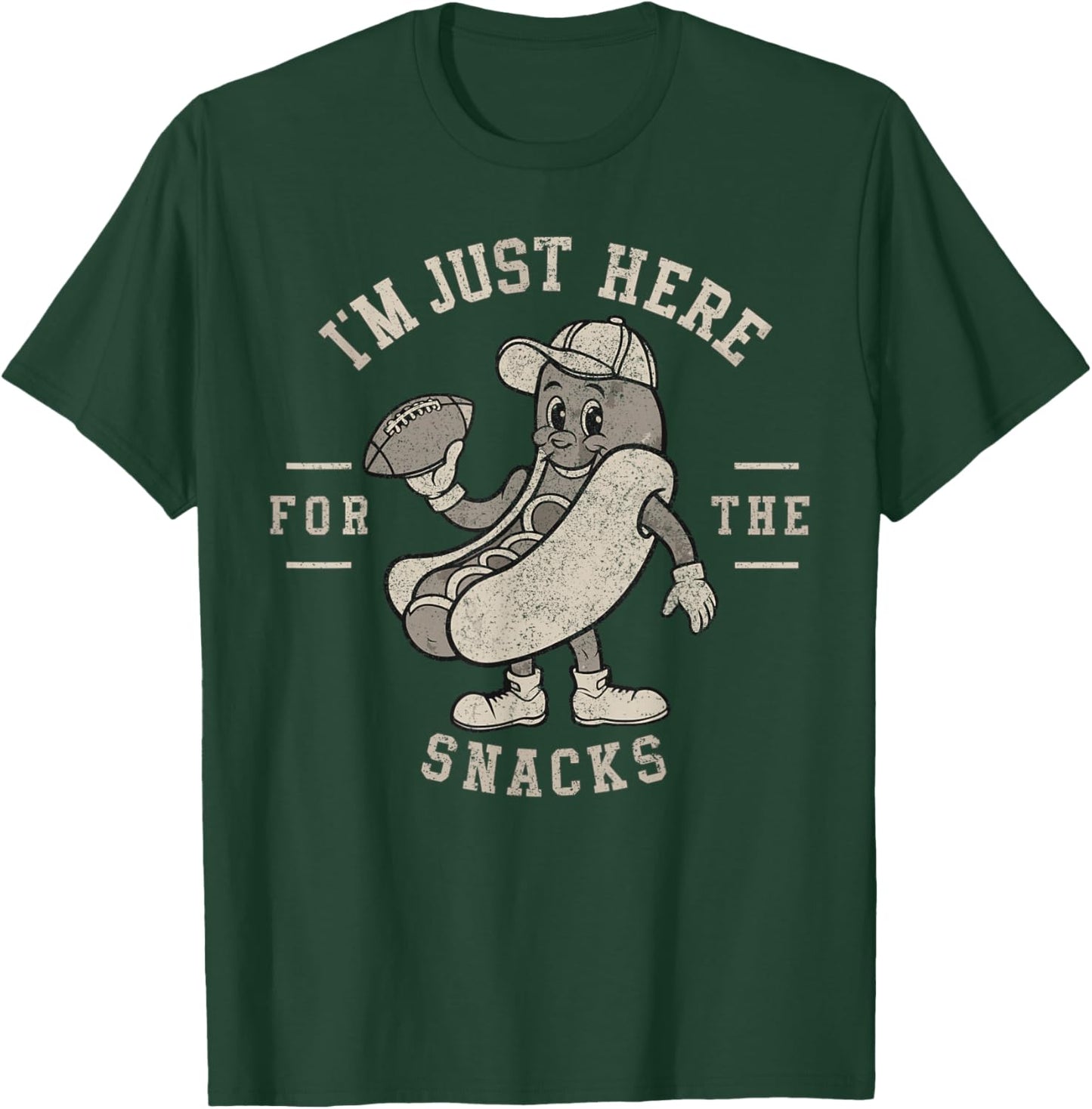 Funny I'm Just Here for The Snacks Hotdog Football T-Shirt - T-Shirt | Forest