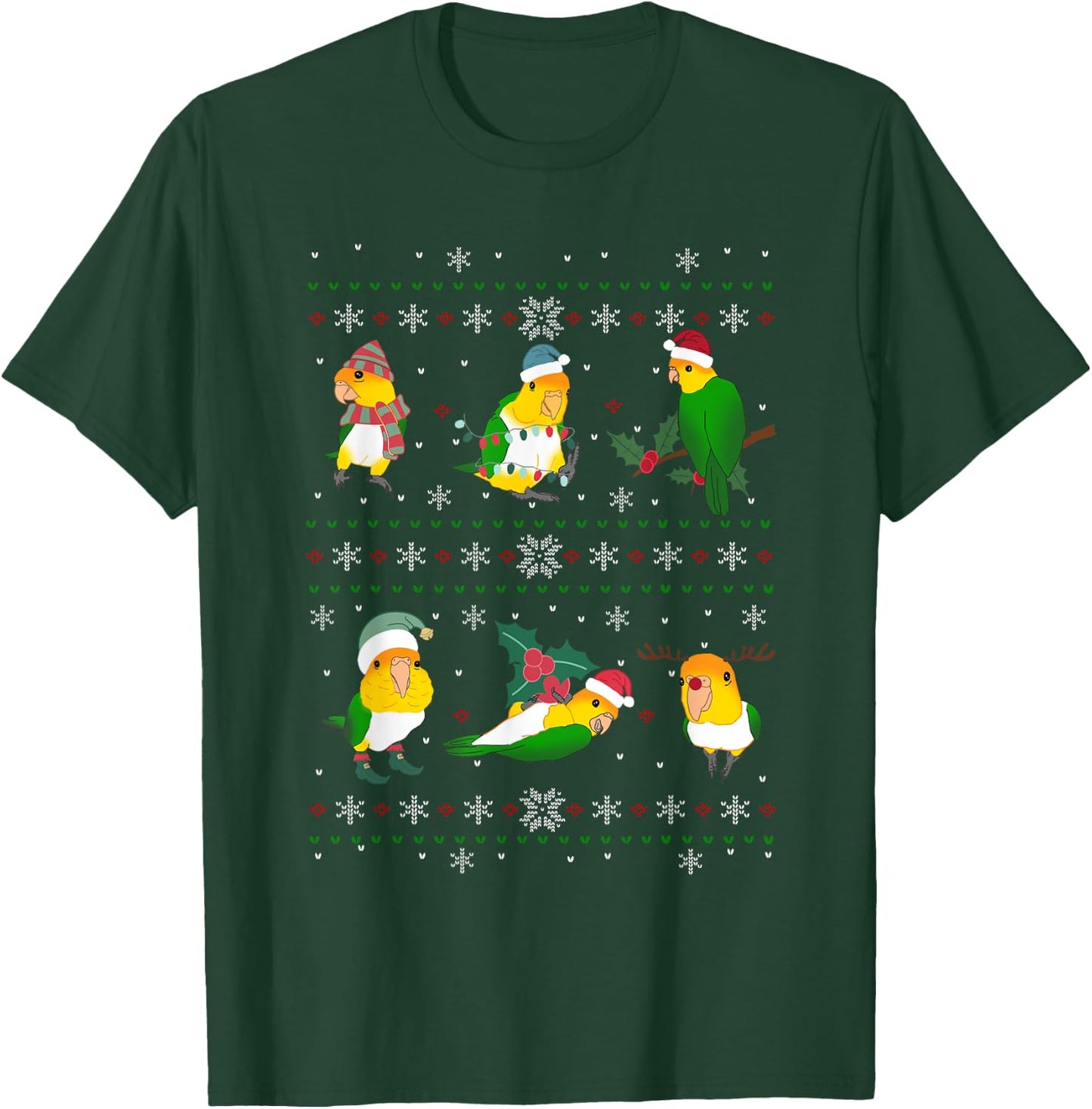 Ugly Christmas Caique Parrot Owner Holidays Birb memes T-Shirt - T-Shirt | Forest