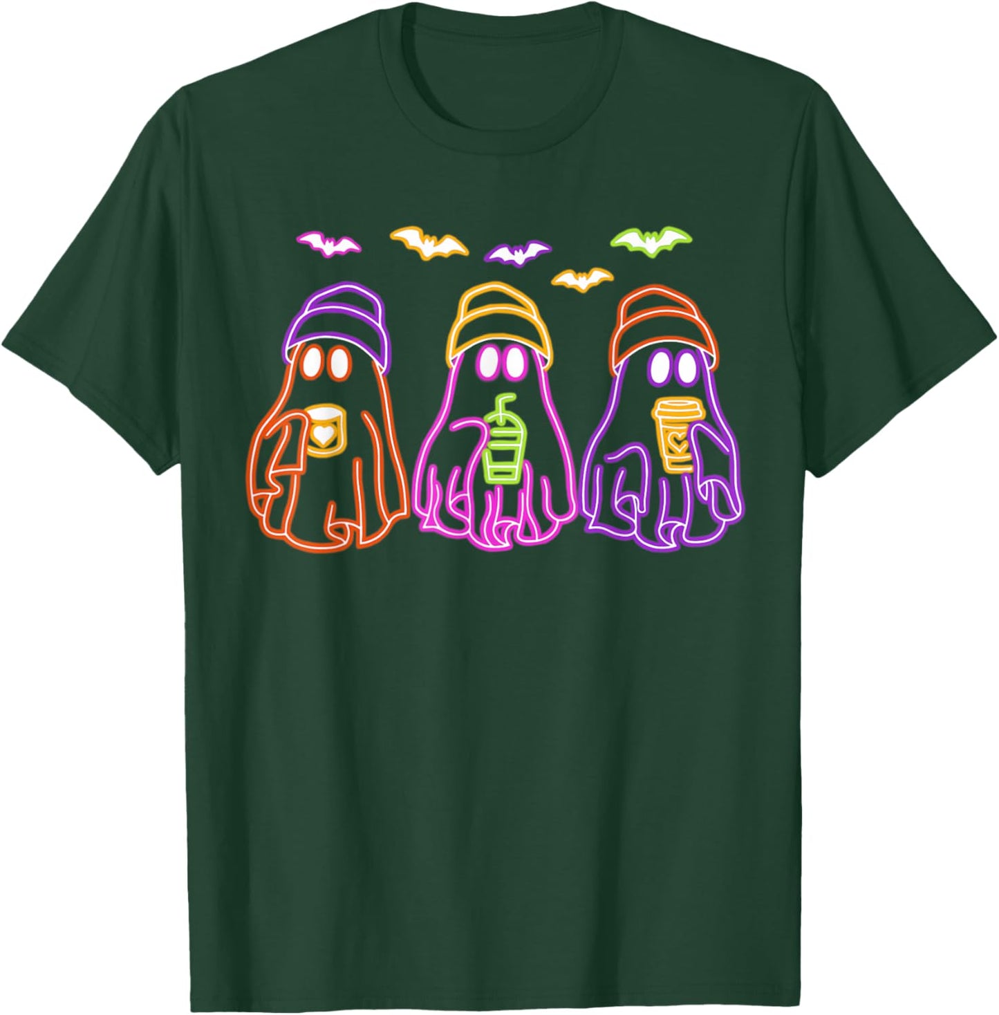 Ghost Drinking Coffee Funny Halloween Costume Coffee Lover T-Shirt - T-Shirt | Forest