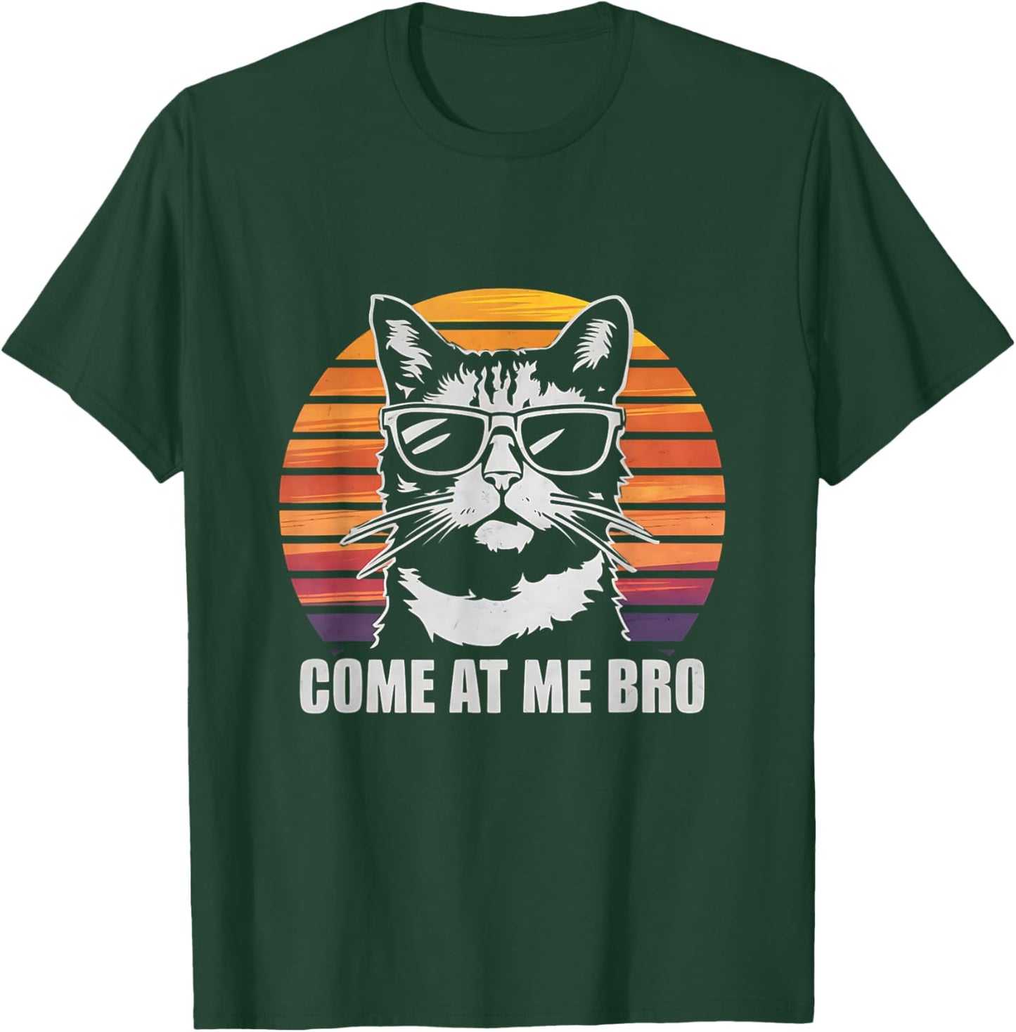 Come at me bro Cat, Funny Cats Retro Sunset Sarcastic Joke T-Shirt - T-Shirt | Forest