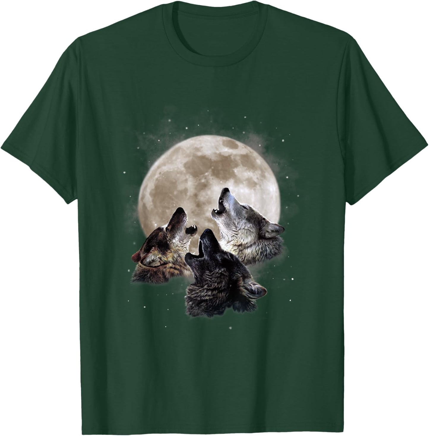 Three Wolves Howling at the Moon - Wolf Lover T-Shirt - T-Shirt | Forest