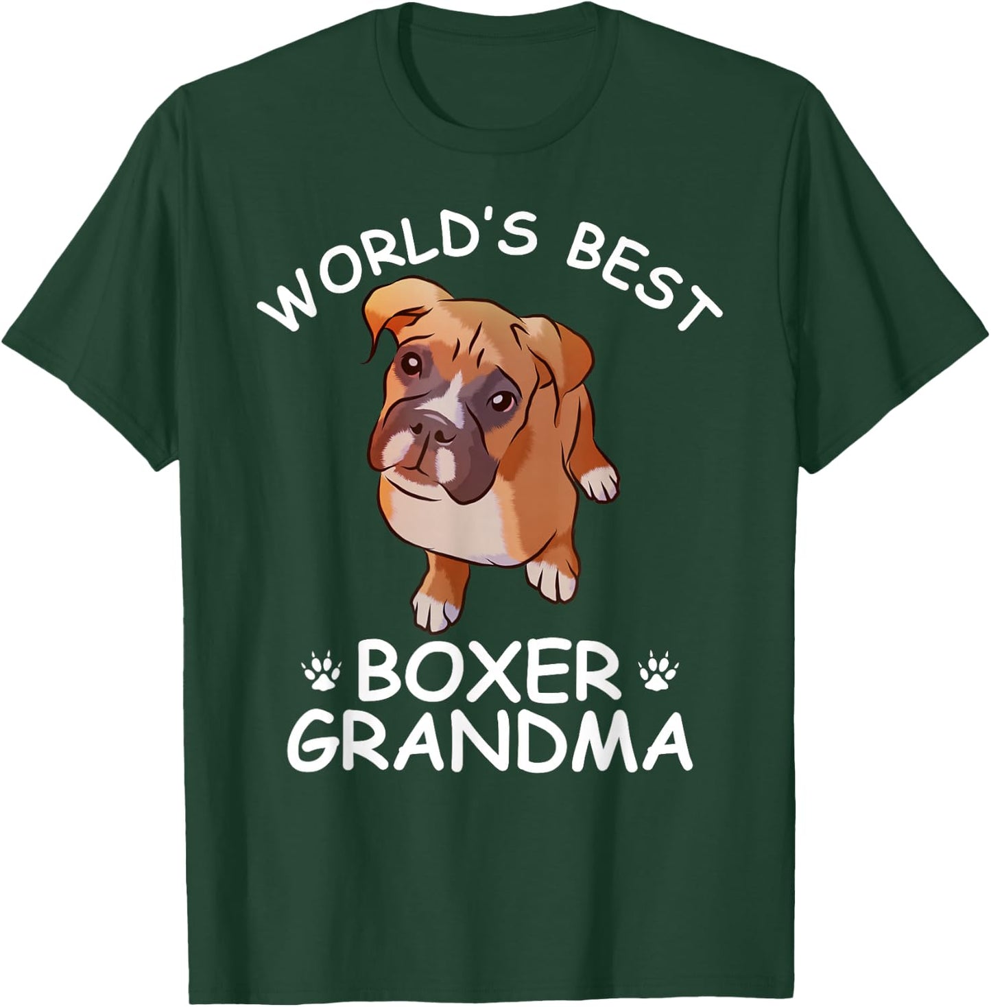 World's Best Boxer Grandma Funny Granddog Dog Lover Cute T-Shirt - T-Shirt | Forest