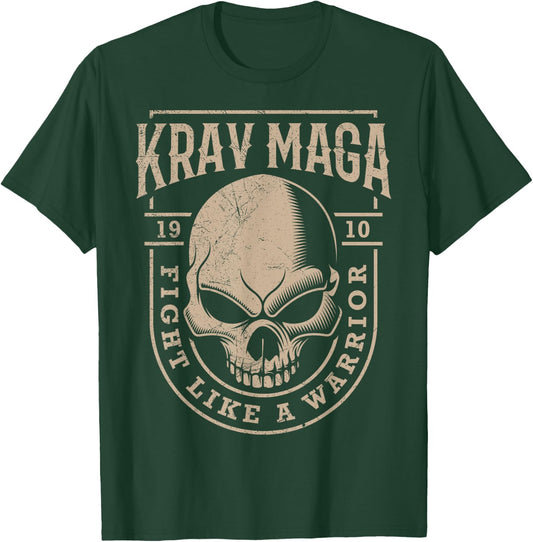 Skull Krav MAGA Warrior - Combat and Self Defense Gift T-Shirt - T-Shirt | Forest