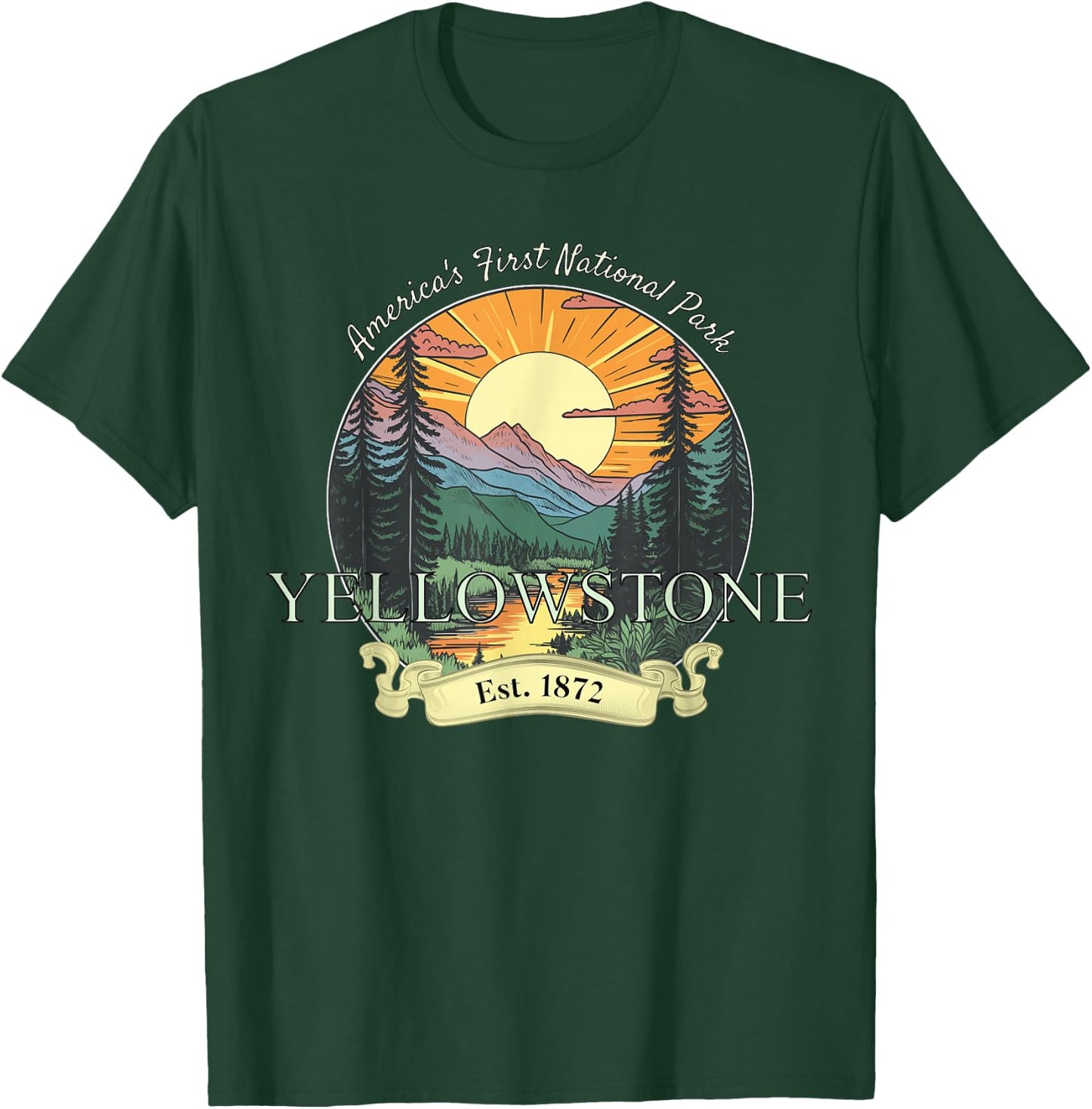Yellowstone National Park Vacation Men Women Retro Vintage T-Shirt - T-Shirt | Forest