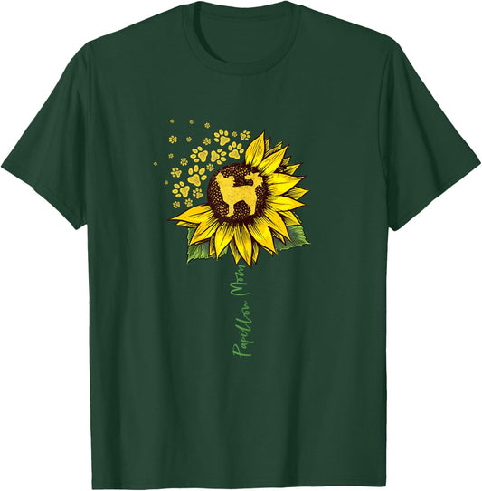 Papillon Mom Sunflower Papillon Lover Gifts Dog Mom Mama T-Shirt - T-Shirt | Forest