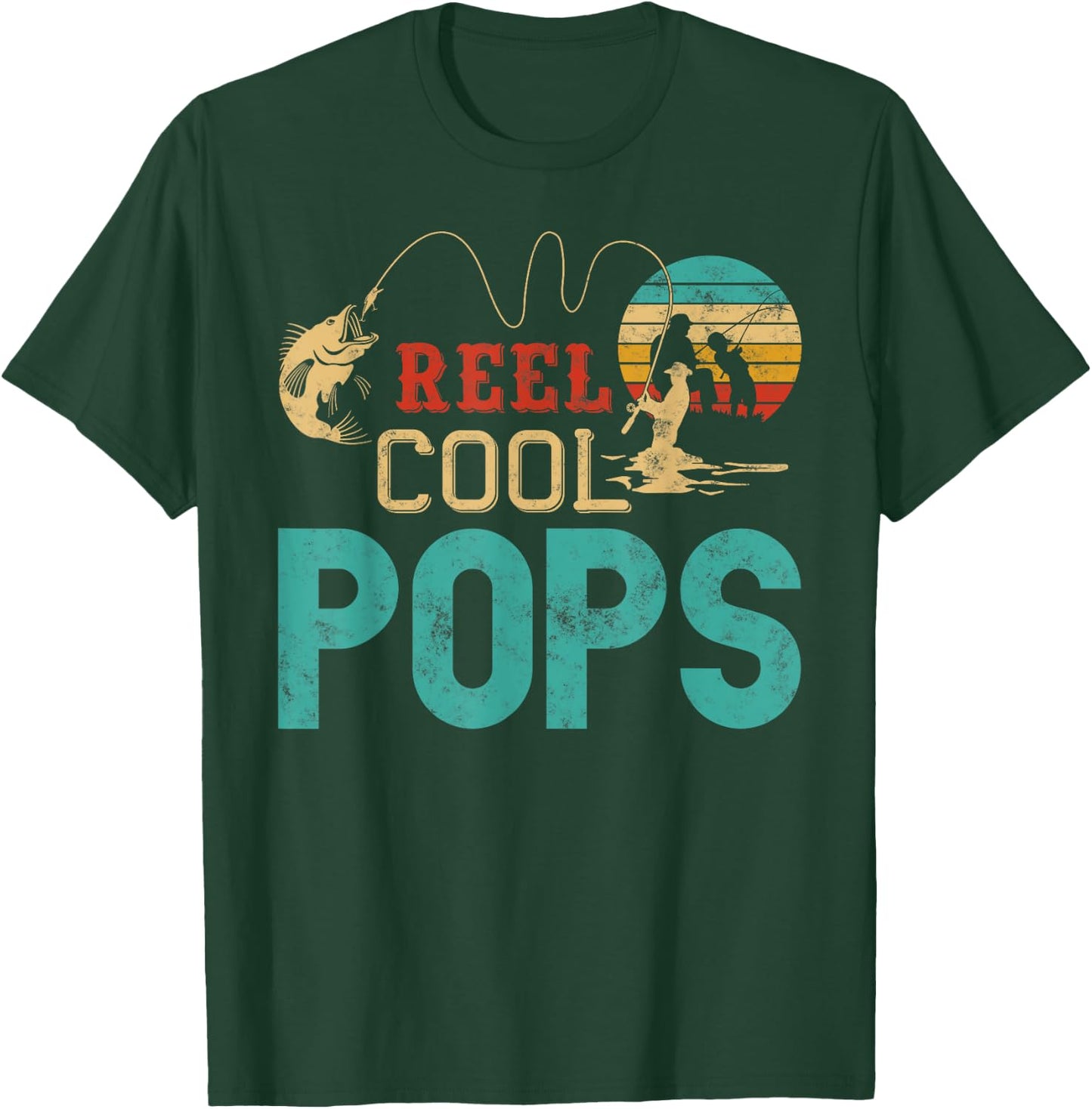 Fishing Reel Cool Pops Father’s Day Gift Fisherman Pops T-Shirt - T-Shirt | Forest