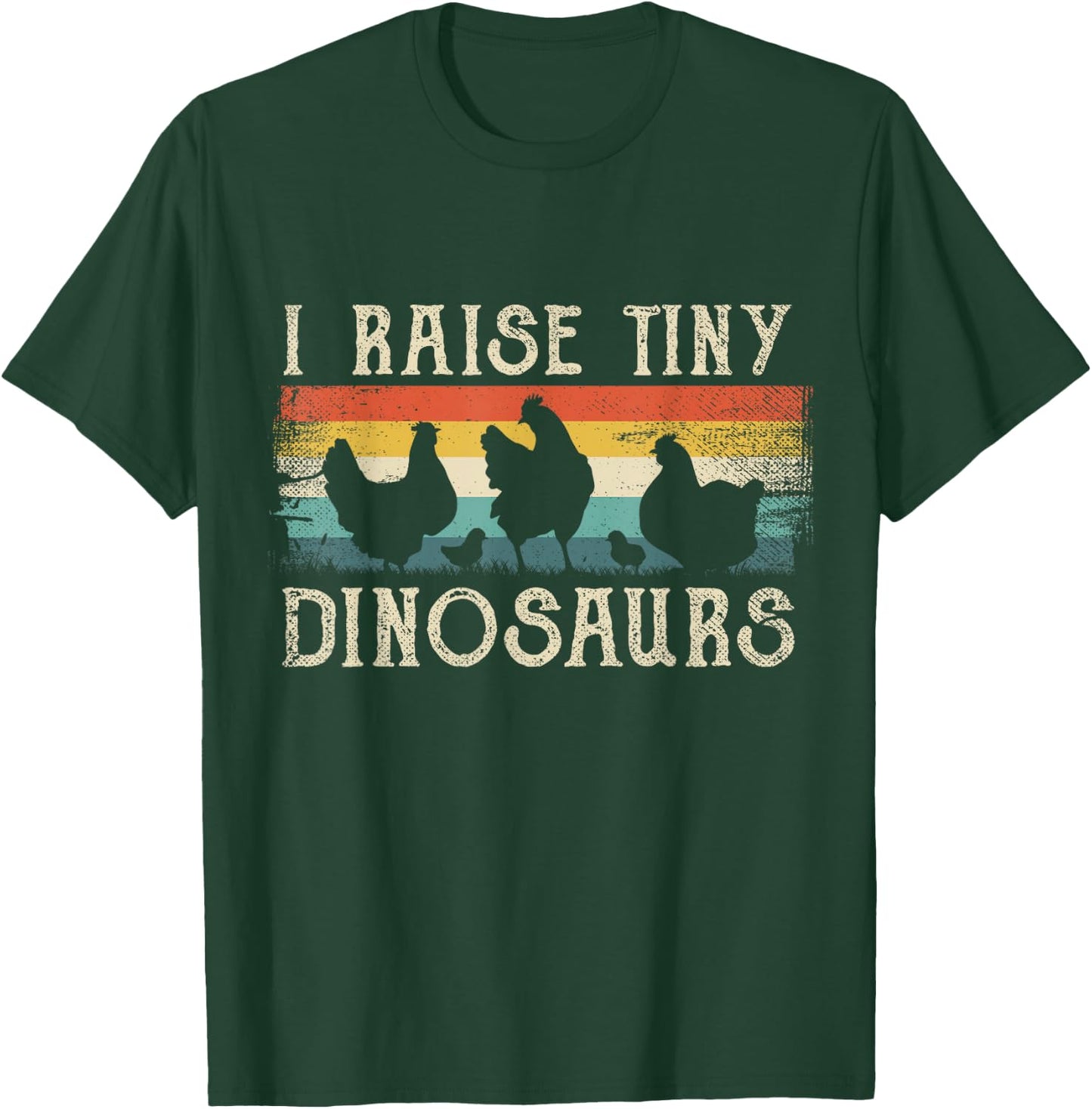 I Raise Tiny Dinosaurs Retro 70S Chicken Silhouette T-Shirt - T-Shirt | Forest