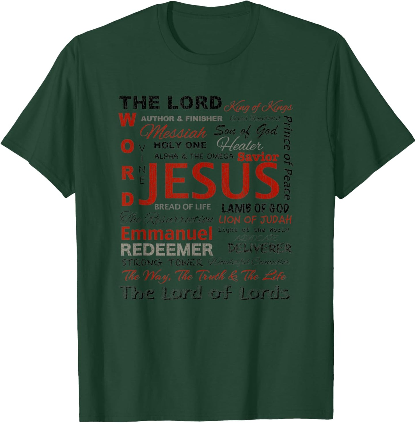 Vintage Names Of God Jesus Christ Bible Verse Christian T-Shirt - T-Shirt | Forest