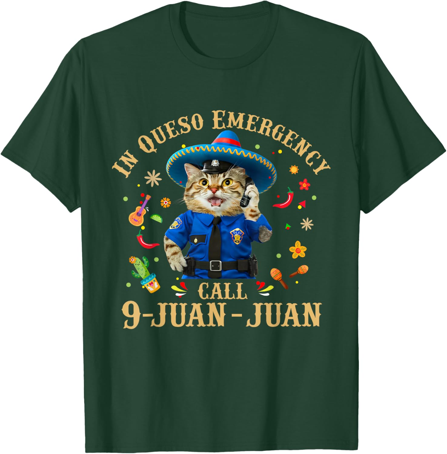 Funny Cinco De Mayo Paramedic Tacos Cat Lover 911 Dispatcher Men Women T-Shirt - T-Shirt | Forest