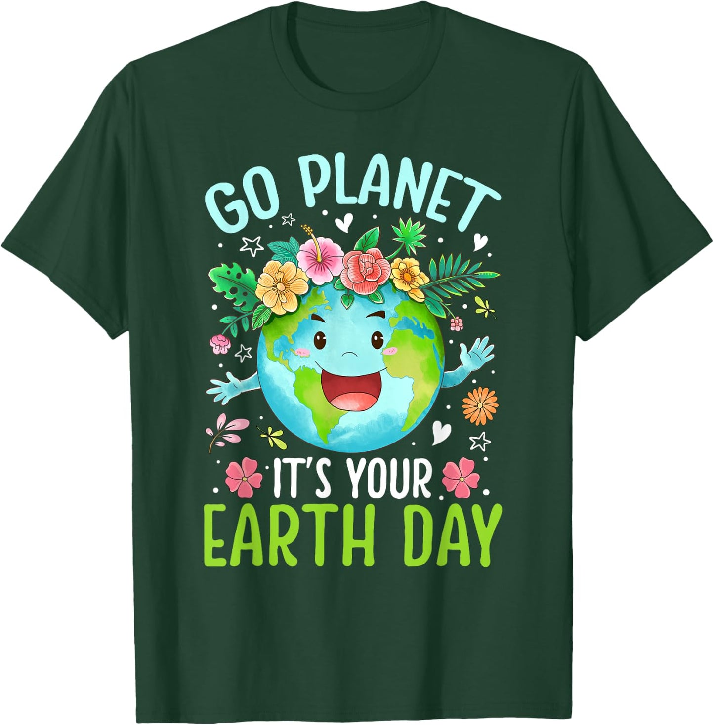 Cute Go Planet Its Your Earth Birthday Day 2024 Teacher Kids T-Shirt - T-Shirt | Forest