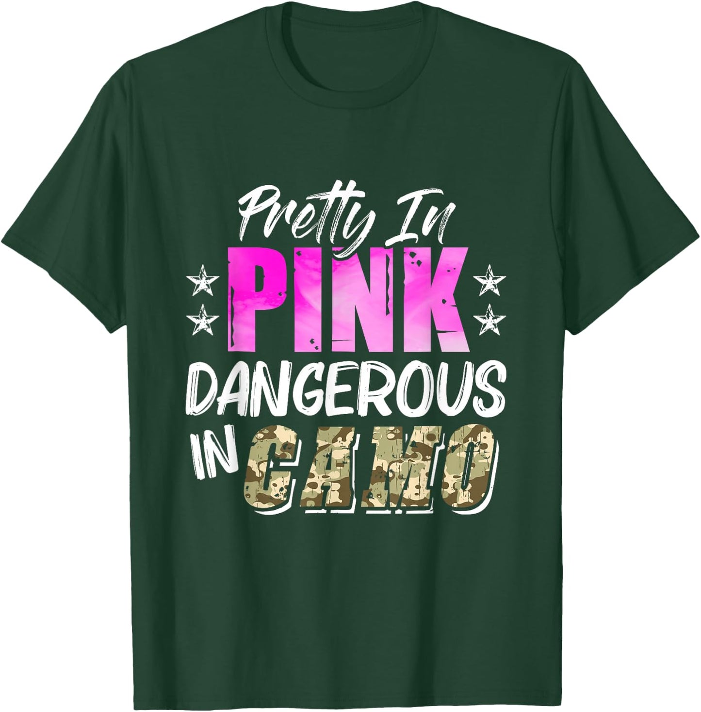 Pretty Cute Pink Dangerous In Camo Hunting Girl T-Shirt - T-Shirt | Forest