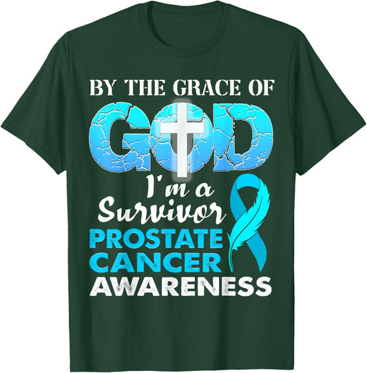 By The Grace God I'm A Survivor Prostate Cancer Awareness T-Shirt - T-Shirt | Forest