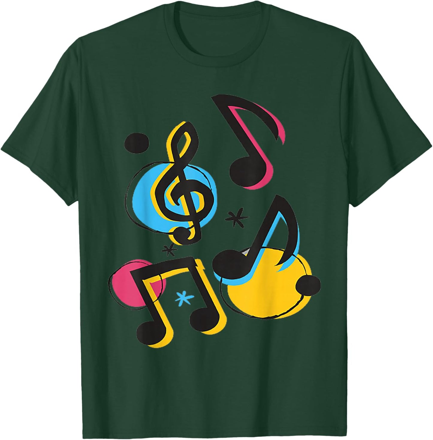 Retro Colored Music Notes Design for Musicians T-Shirt - T-Shirt | Forest