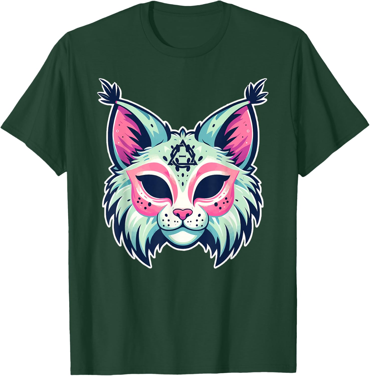 Therian Bobcat Lynx Mask Quadrobics Therianthropy T-Shirt - T-Shirt | Forest