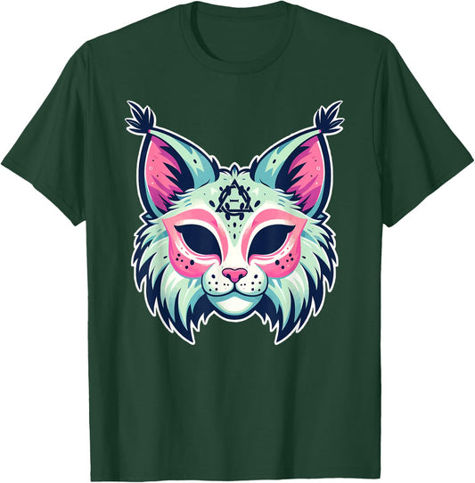 Therian Bobcat Lynx Mask Quadrobics Therianthropy T-Shirt - T-Shirt | Forest