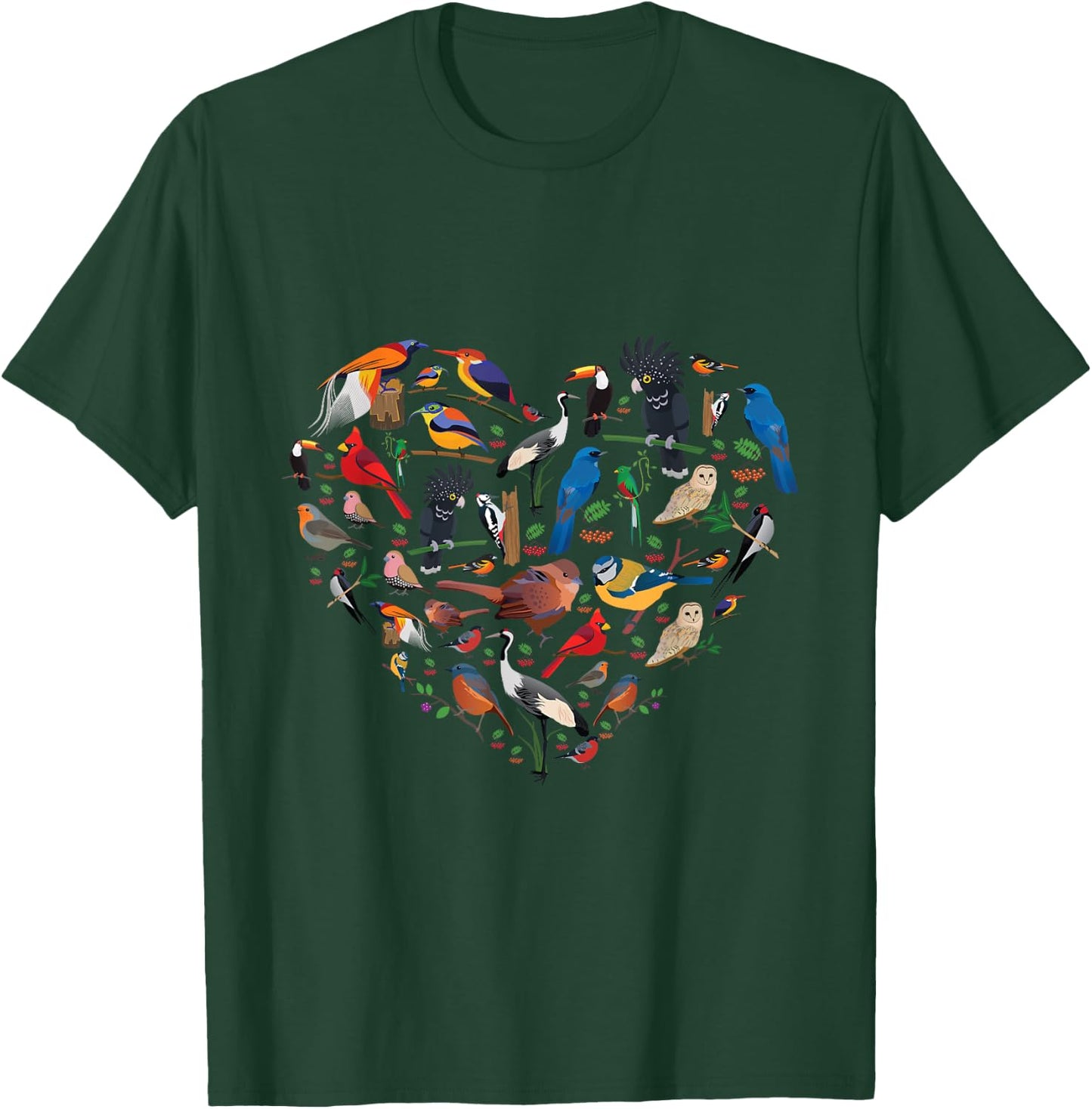 Birds lover heart Bird Watching men women kids T-Shirt - T-Shirt | Forest