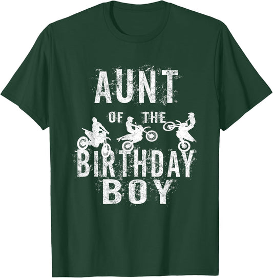Aunt Of The Birthday Boy Dirt Bike B-day Party T-Shirt - T-Shirt | Forest