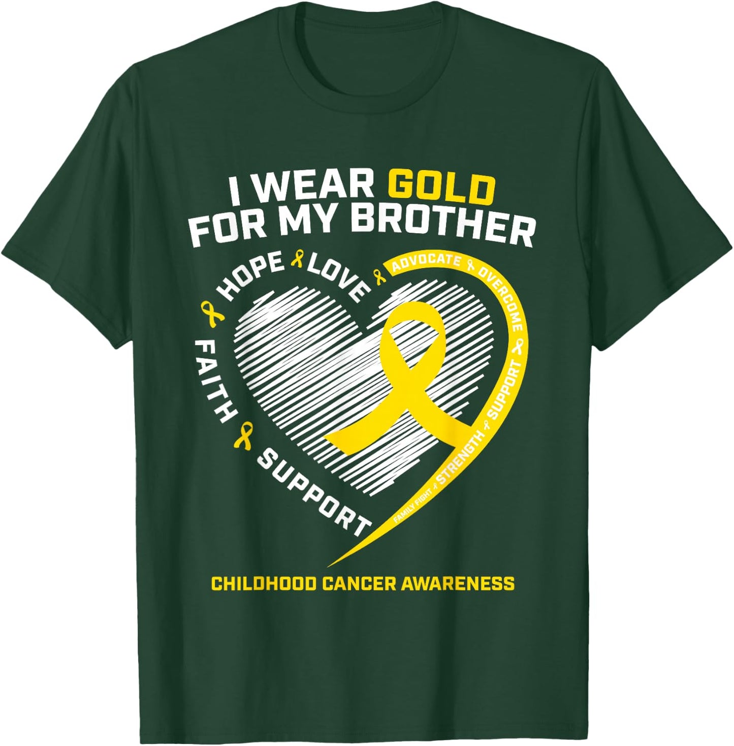 Kids I Wear Gold For My Brother Childhood Cancer Awareness T-Shirt - T-Shirt | Forest