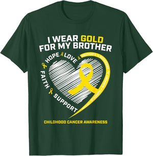Kids I Wear Gold For My Brother Childhood Cancer Awareness T-Shirt - T-Shirt | Forest