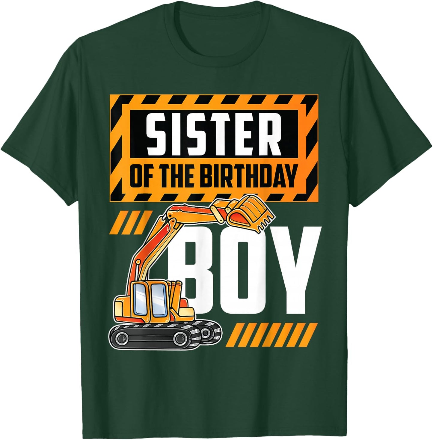 vehicle construction excavator Sister of the Birthday Boy T-Shirt - T-Shirt | Forest