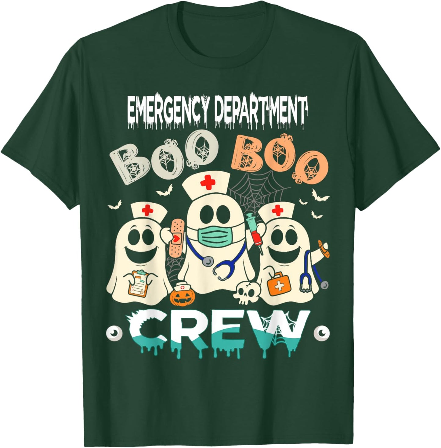 ER Nurse Boo Crew Halloween Emergency Nurse Costume Women T-Shirt - T-Shirt | Forest
