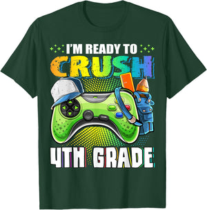 I'm Ready to Crush 4th Grade Back to School Video Game Boys T-Shirt - T-Shirt | Forest