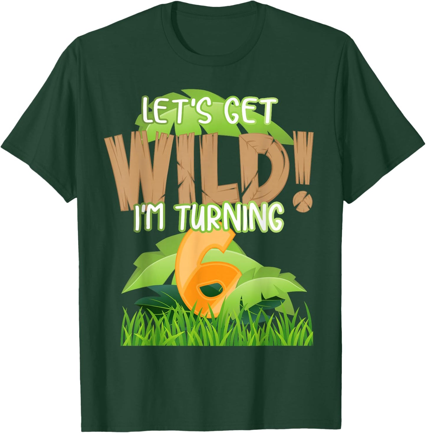 Cute Jungle Safari 6th Birthday Gift 6 Years Old Boys Girls T-Shirt - T-Shirt | Forest