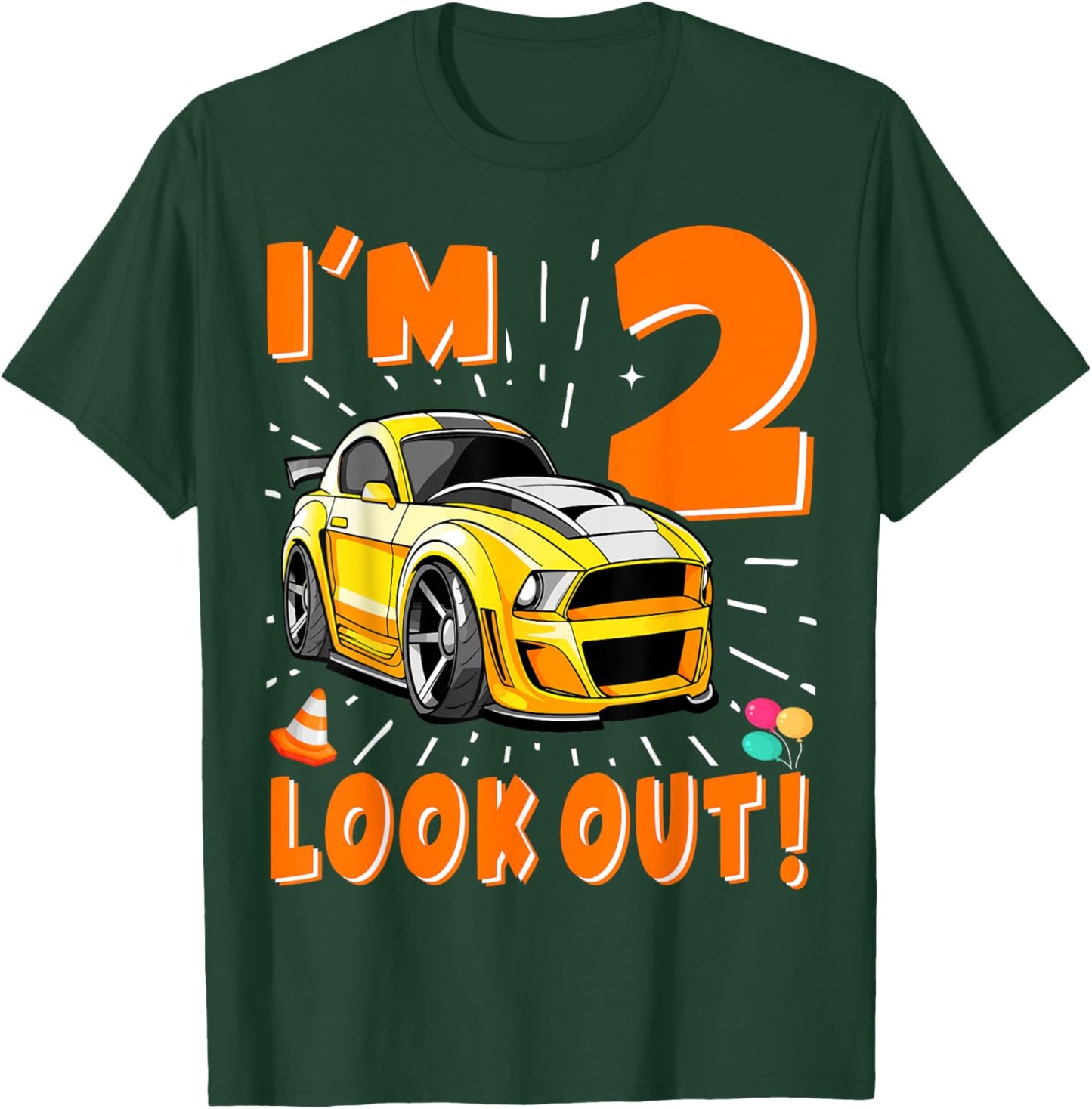 Two 2nd Birthday Boy Race Car 2 Years Old Car Racing T-Shirt - T-Shirt | Forest