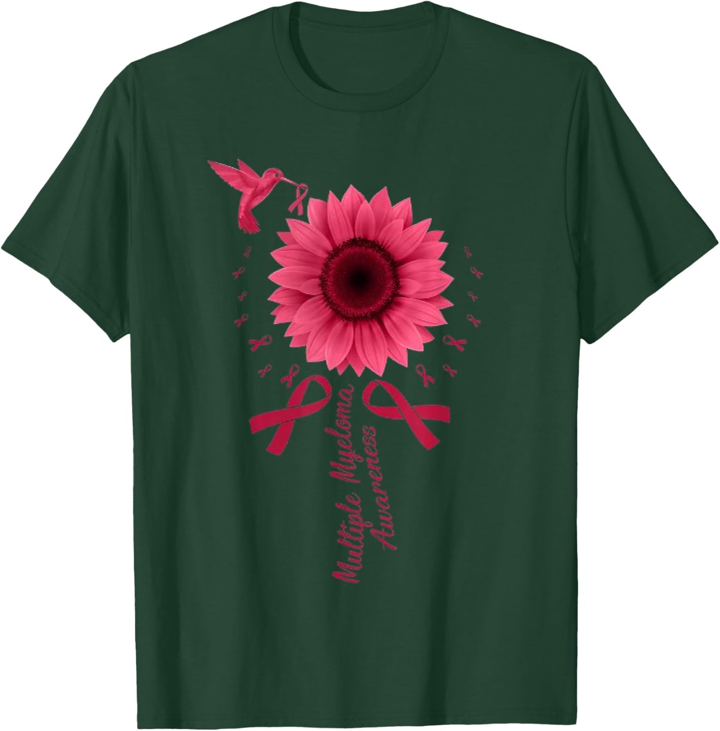 Sunflower Ribbon Multiple Myeloma Cancer Awareness T-Shirt - T-Shirt | Forest