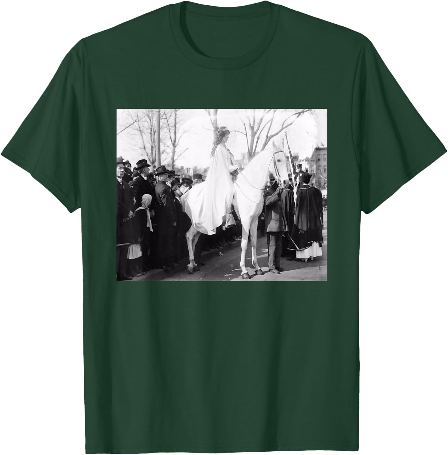 Suffragettes Protest On Horseback - Black, -Adults, Small, Short Sleeve, Regular Fit, Cotton, Women's History T-Shirt - T-Shirt | Forest