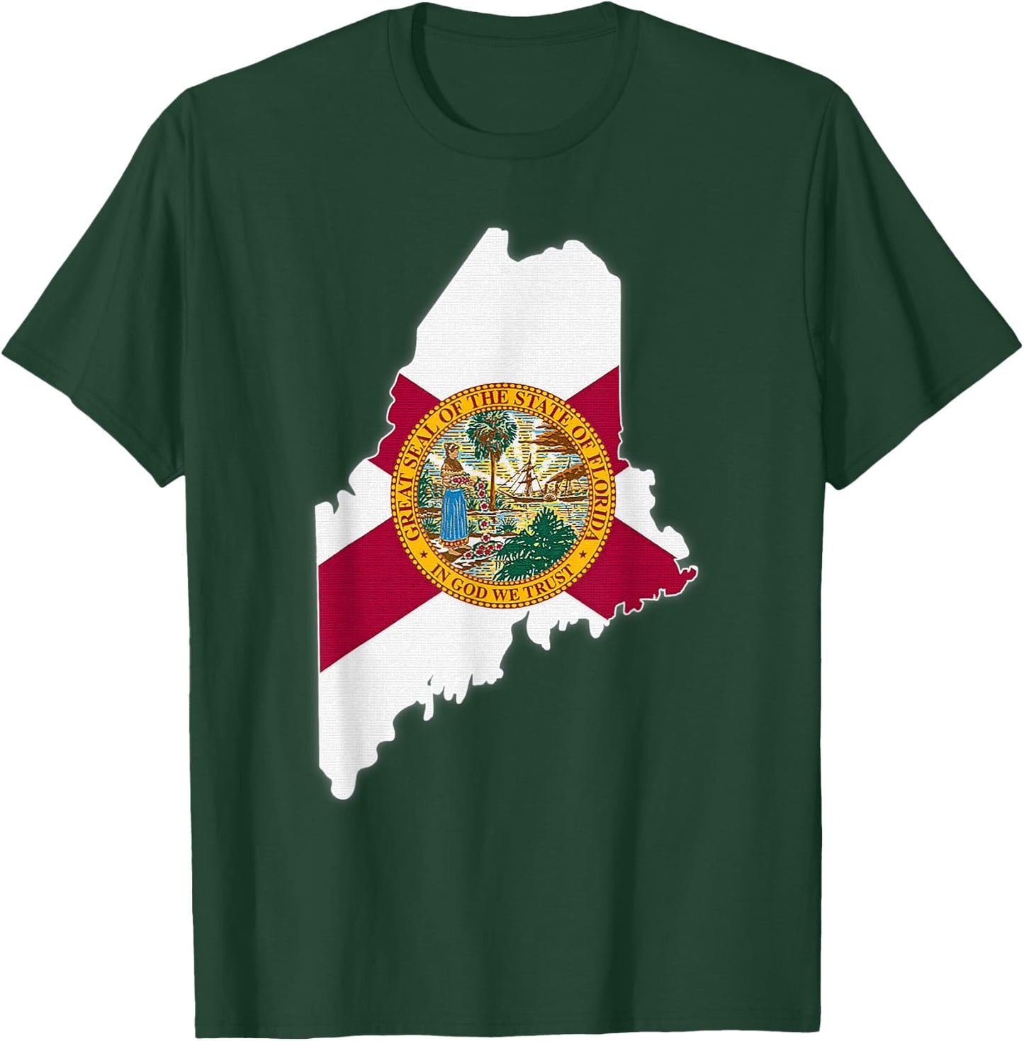 MAINE STATE MAP FLORIDA FL Flag Roots Men Women Gift T-Shirt - T-Shirt | Forest