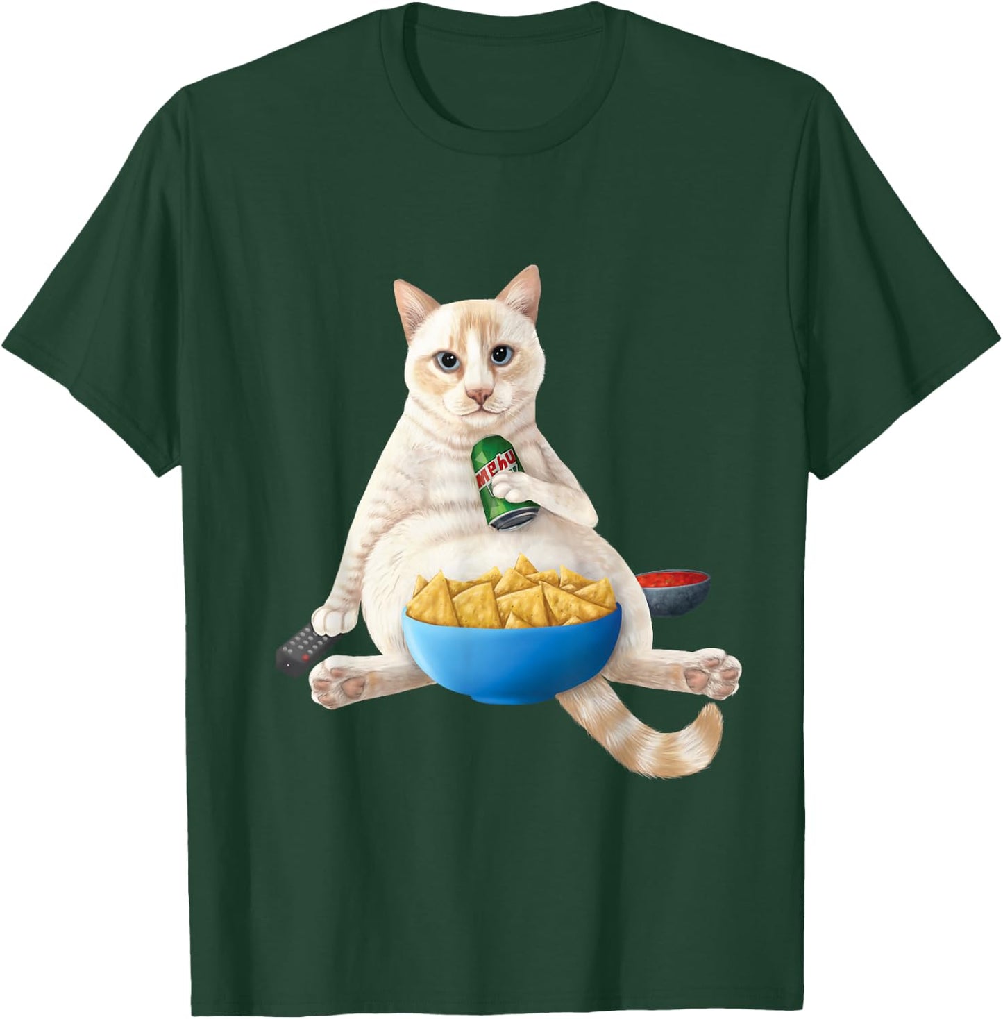 Flame point Siamese - white cat with a soda and snacks T-Shirt - T-Shirt | Forest
