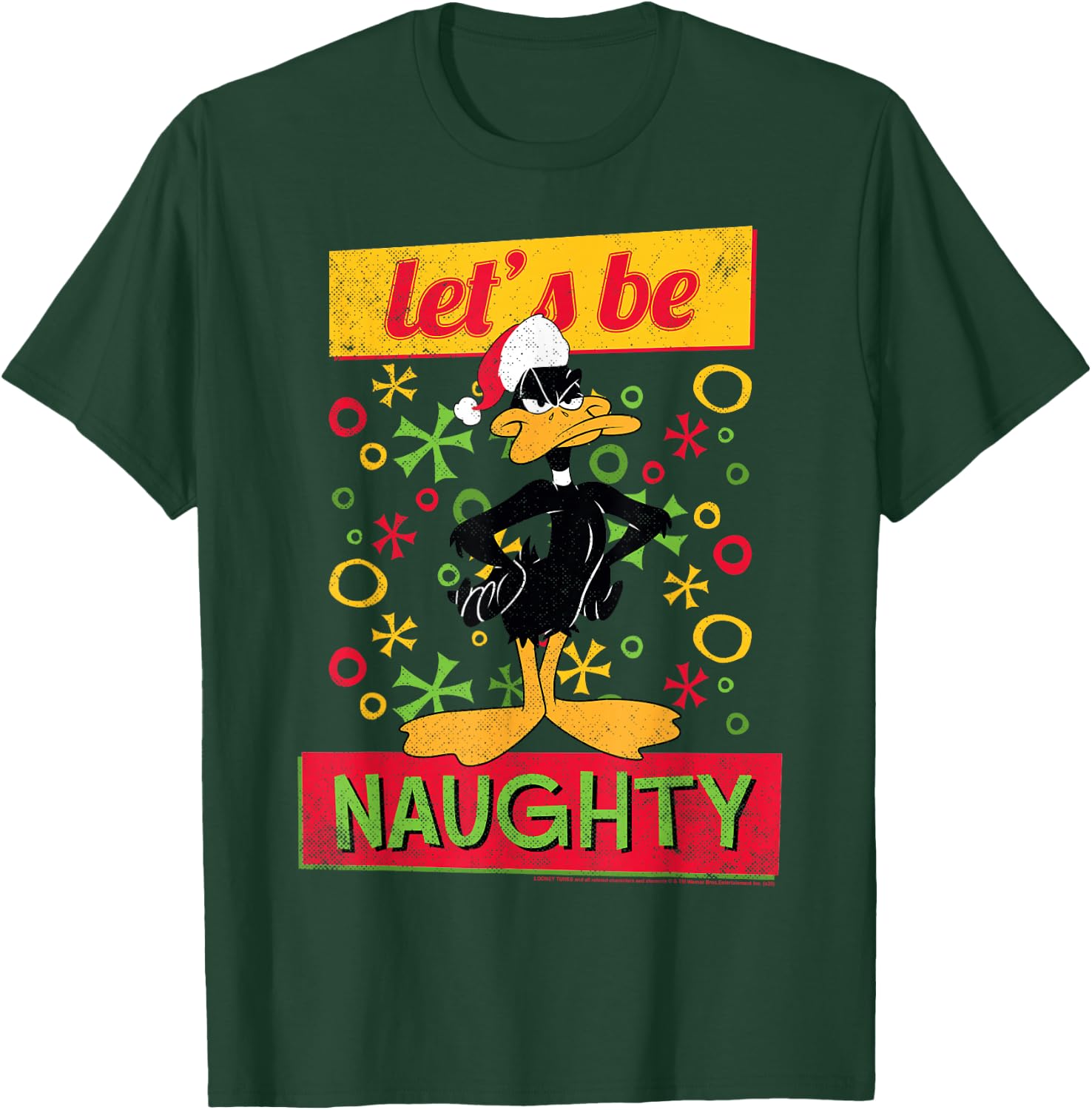 Looney Tunes Christmas Daffy Duck Let's Be Naughty Portrait T-Shirt - T-Shirt | Forest
