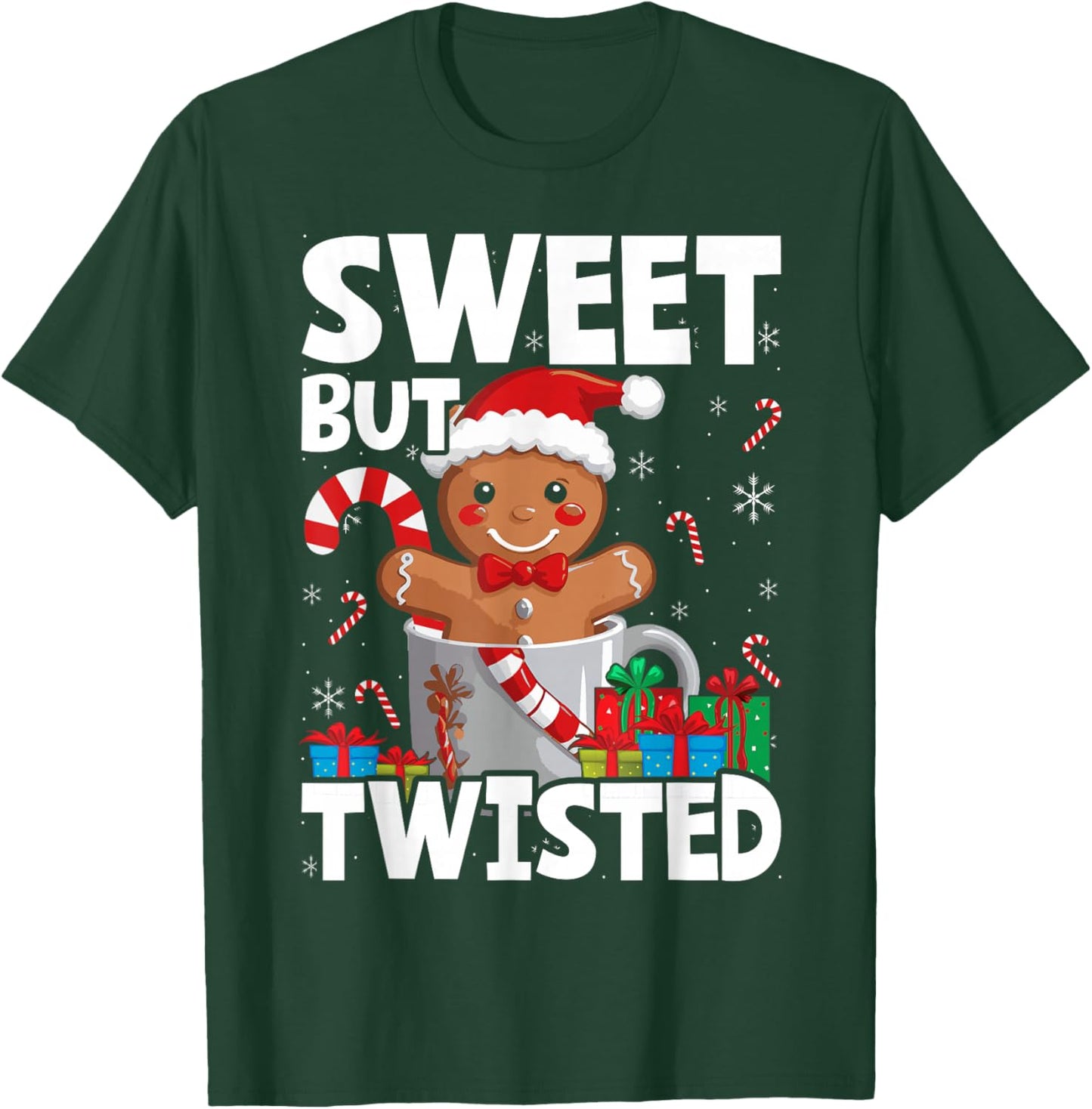 Funny Christmas Sweet But Twisted Gingerbread Candy Cane T-Shirt - T-Shirt | Forest