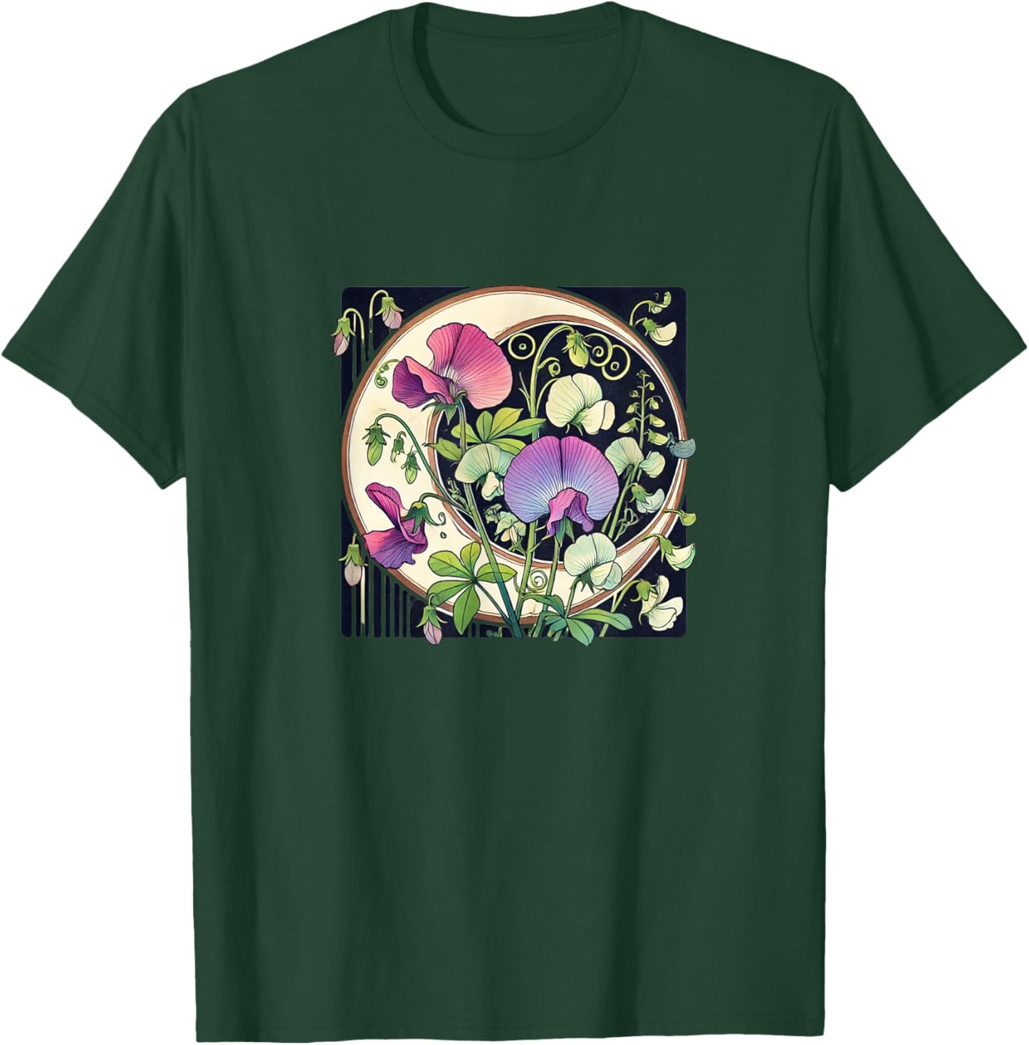 Sweet Pea Flowers illustration Sweet peas T-Shirt - T-Shirt | Forest