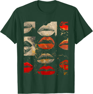Beautiful Kissing Lips with Red Lipstick Men, Women, Girls T-Shirt - T-Shirt | Forest