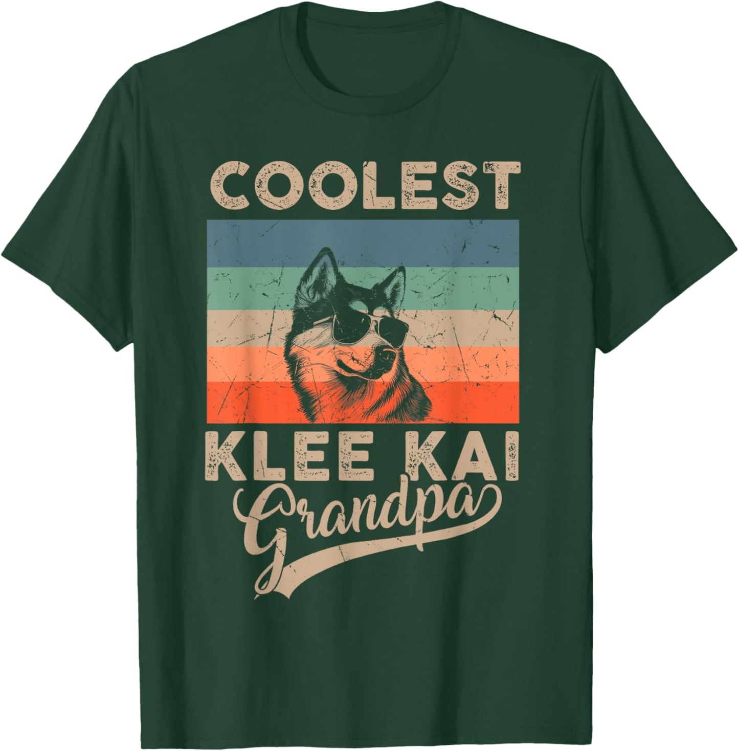 Coolest Klee Kai Grandpa Men Gifts Funny Dog Grandpa Retro T-Shirt - T-Shirt | Forest