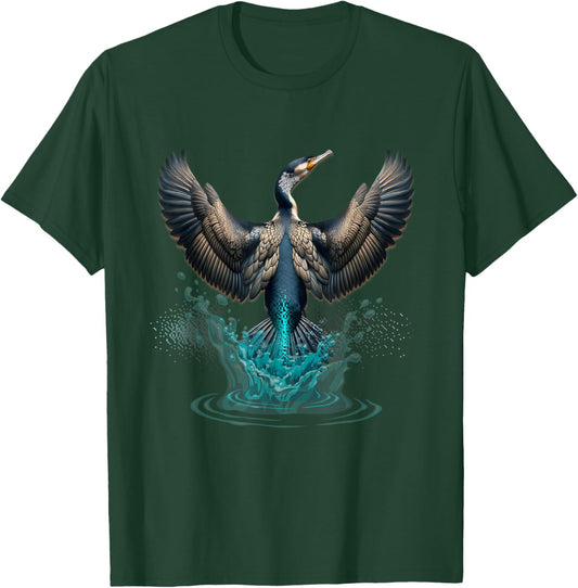 'Cormorant Rising' s 'Wild Bird' s Water color Cormorant T-Shirt - T-Shirt | Forest
