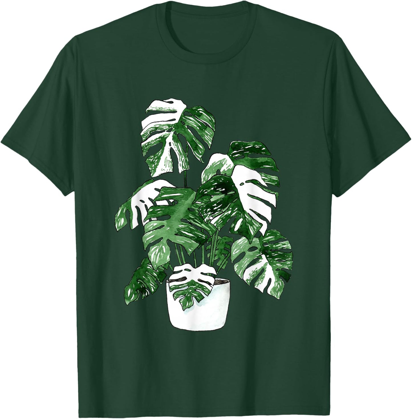 Variegated Monstera Deliciosa Variegata House Plant Ear T-Shirt - T-Shirt | Forest