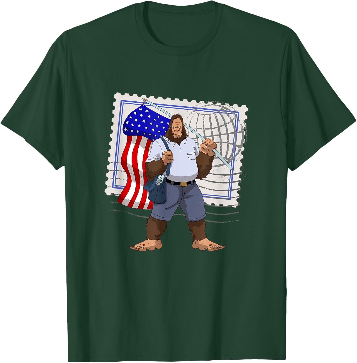 Bigfoot American Flag Protect US Postal Service T-Shirt - T-Shirt | Forest