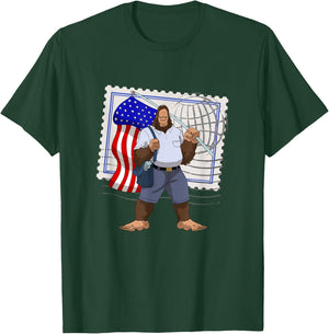 Bigfoot American Flag Protect US Postal Service T-Shirt - T-Shirt | Forest