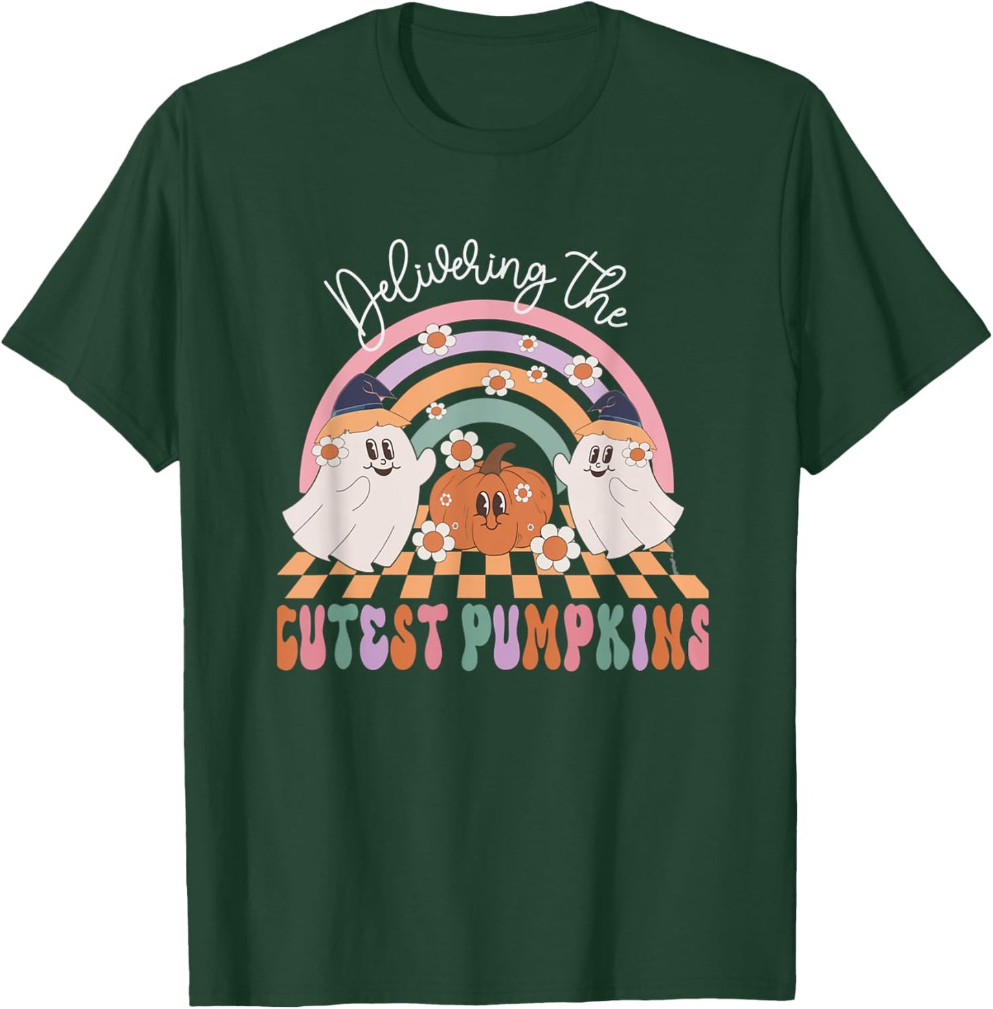 Delivering Cutest Pumpkins Ghost Halloween Labor & Delivery T-Shirt - T-Shirt | Forest