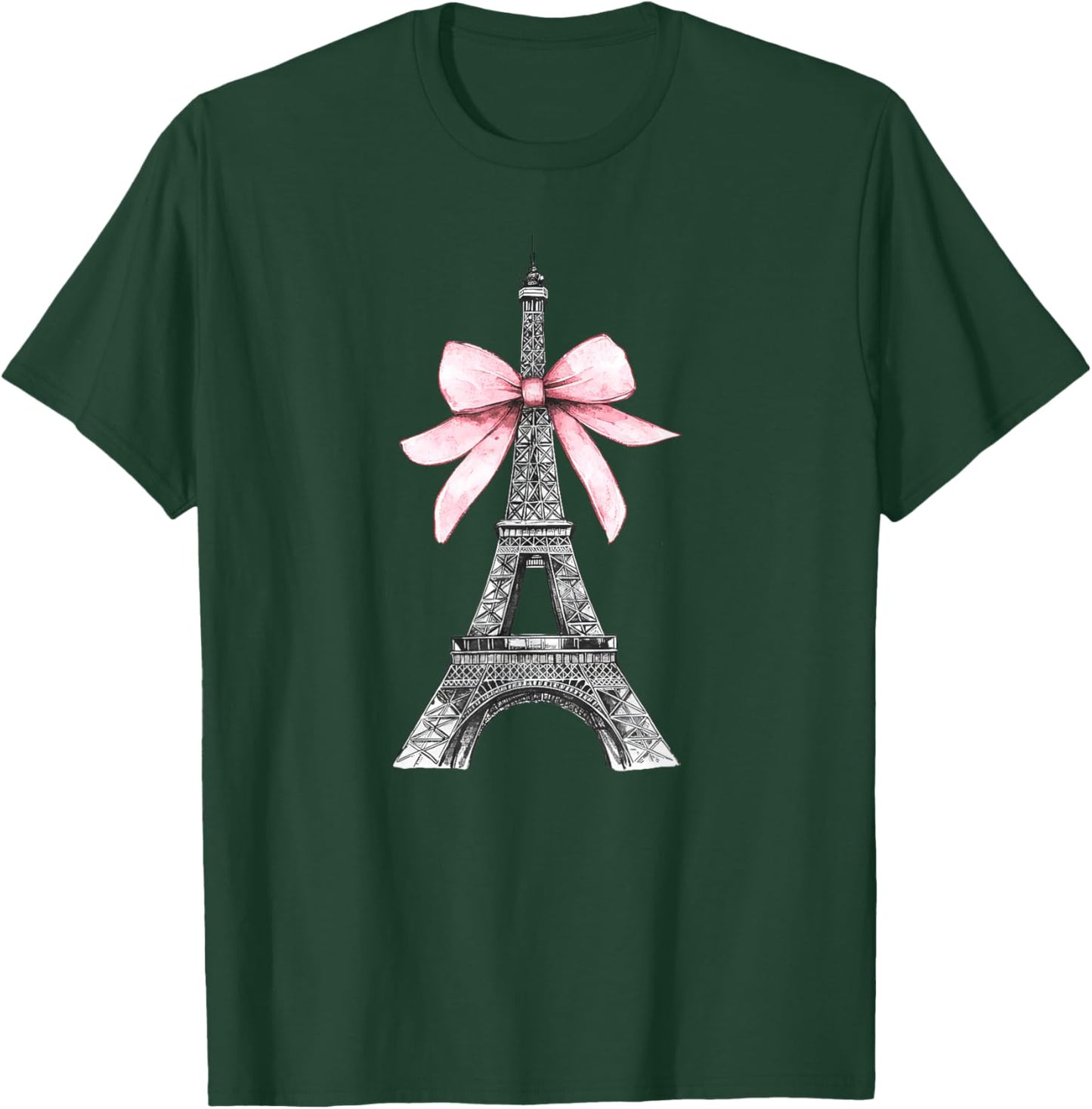 Romantic Paris Eiffel Tower with Pink Bow Vintage Art T-Shirt - T-Shirt | Forest
