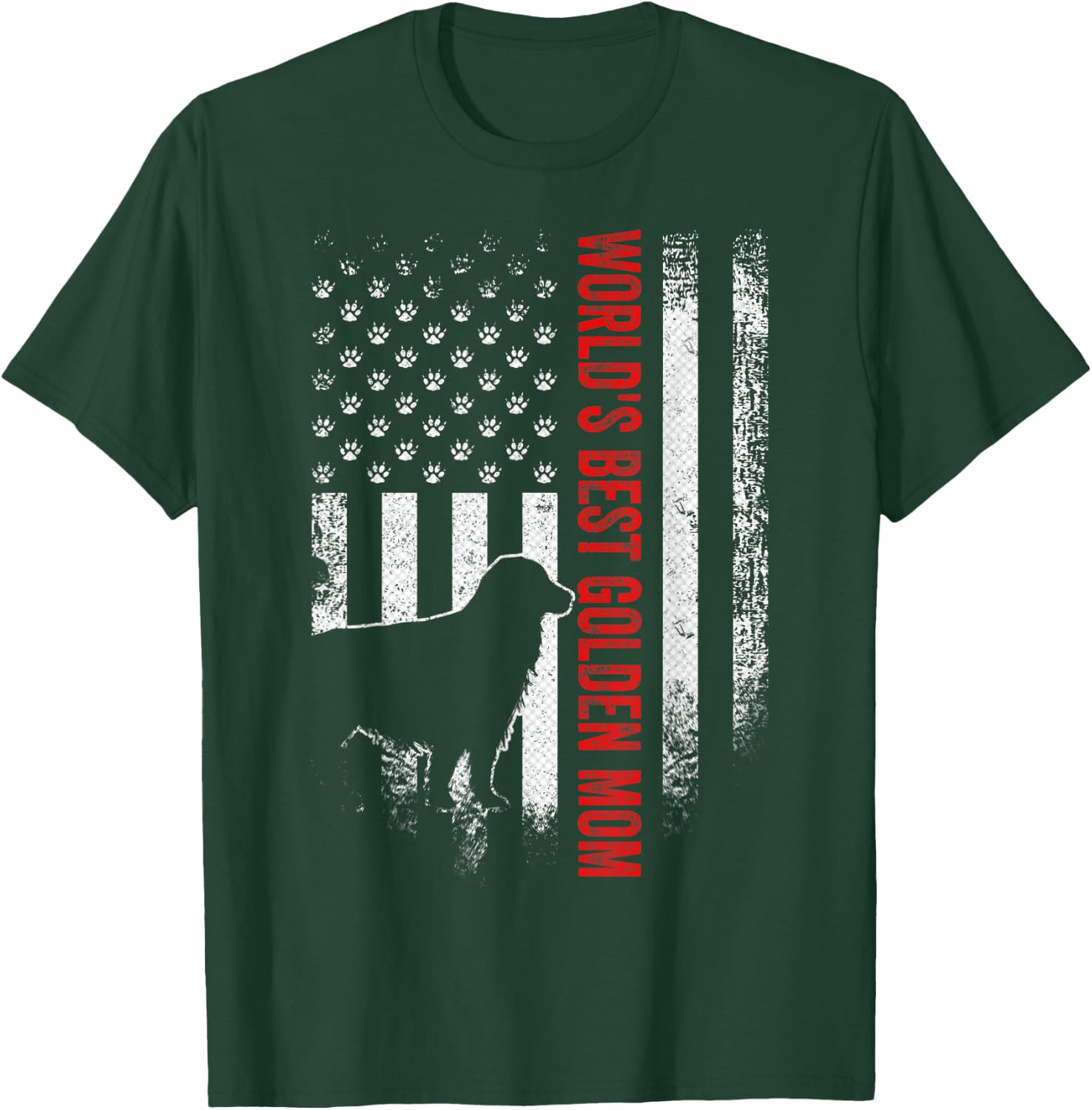 Vintage American Flag World's Best Golden Retriever Mom Gift T-Shirt - T-Shirt | Forest