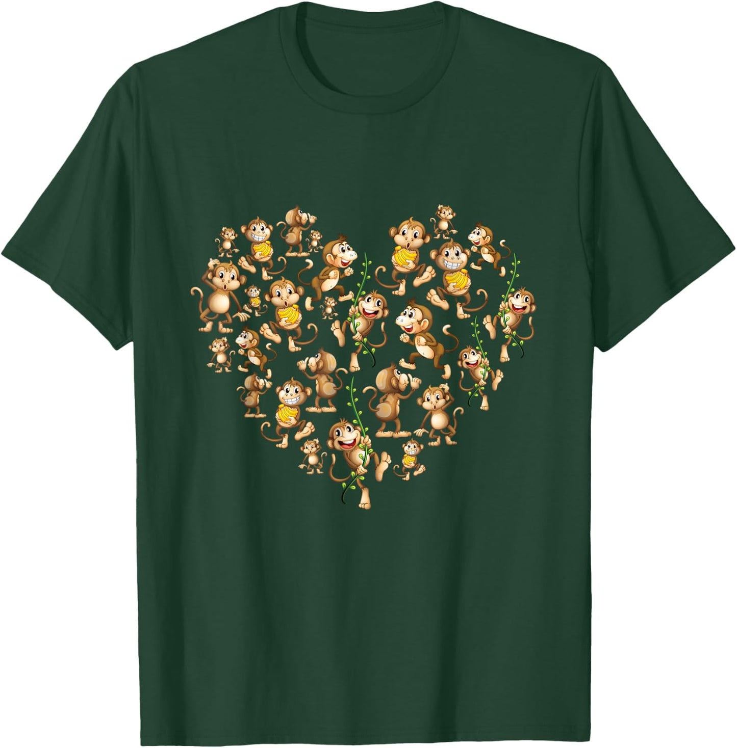 Cute Monkey Lover Heart Monkeys Animal Women Kids T-Shirt - T-Shirt | Forest