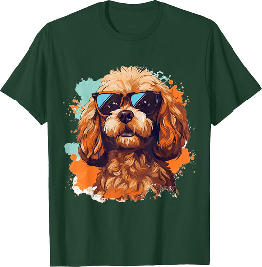 Cavapoo Dog Breed Pet Cute Graphic with Sunglasses T-Shirt - T-Shirt | Forest