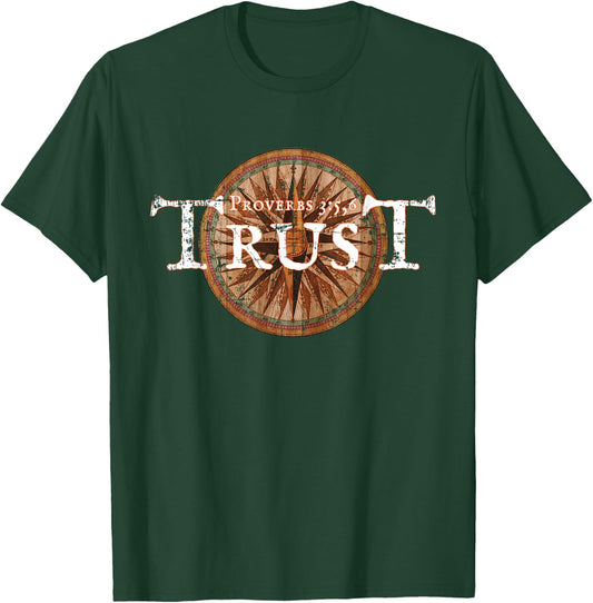 Christian Proverbs 3:5,6 Bible Verse KJV T-Shirt - T-Shirt | Forest