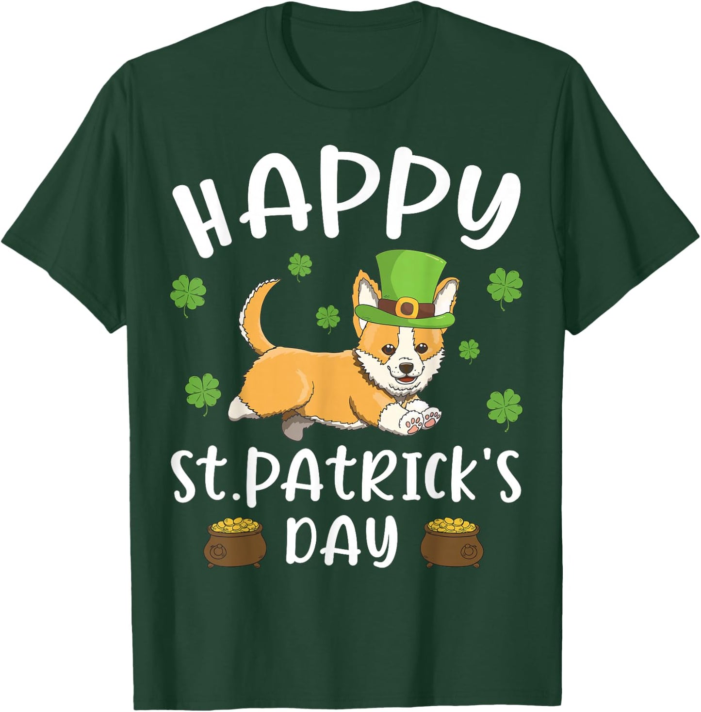 Happy St. Patrick's Day Funy Saint Patricks Corgi Dog Gift T-Shirt - T-Shirt | Forest