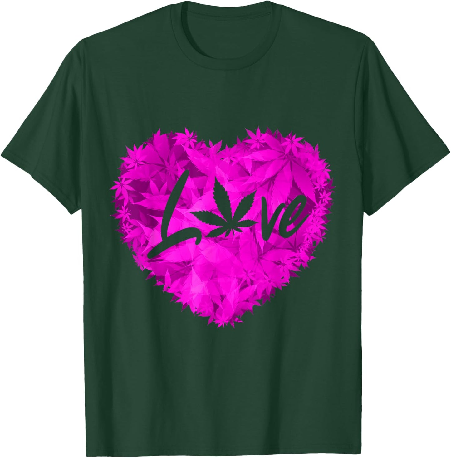 Weed Leaf Heart Weed Lover Funny Marijuana Valentines Day T-Shirt - T-Shirt | Forest